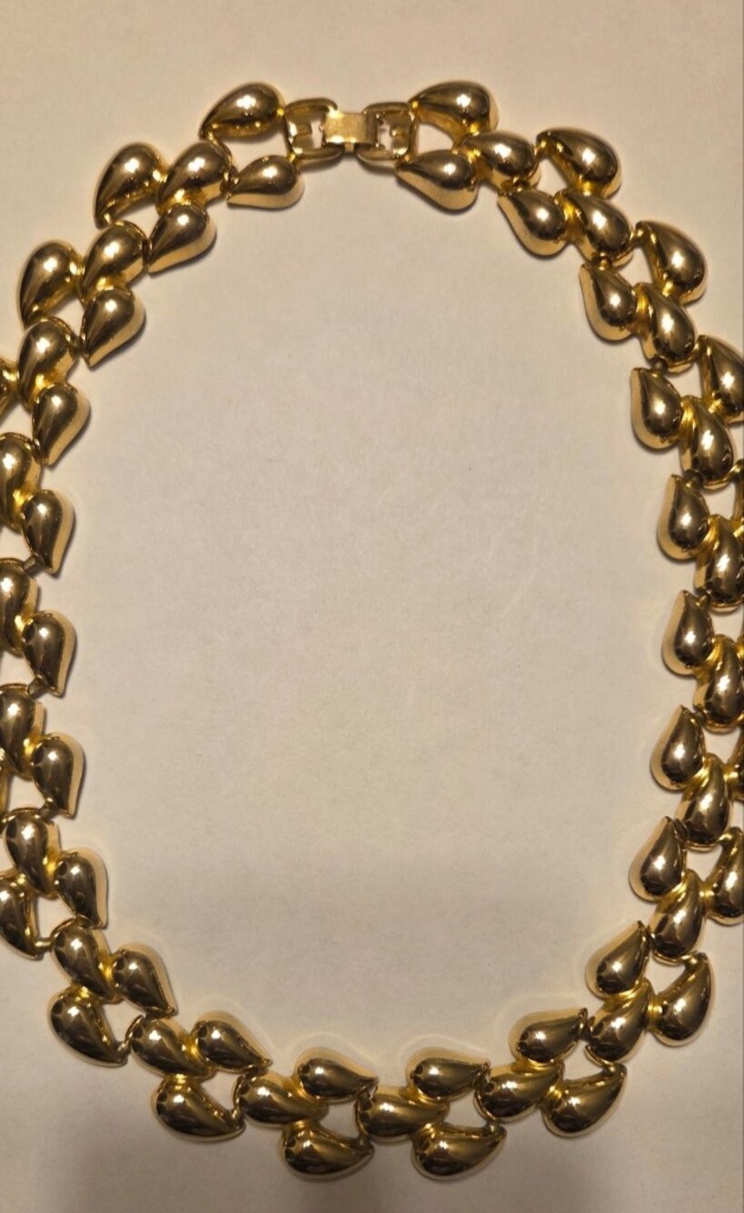 Vintage Gold Link Statement Necklace - Picture 2 of 3